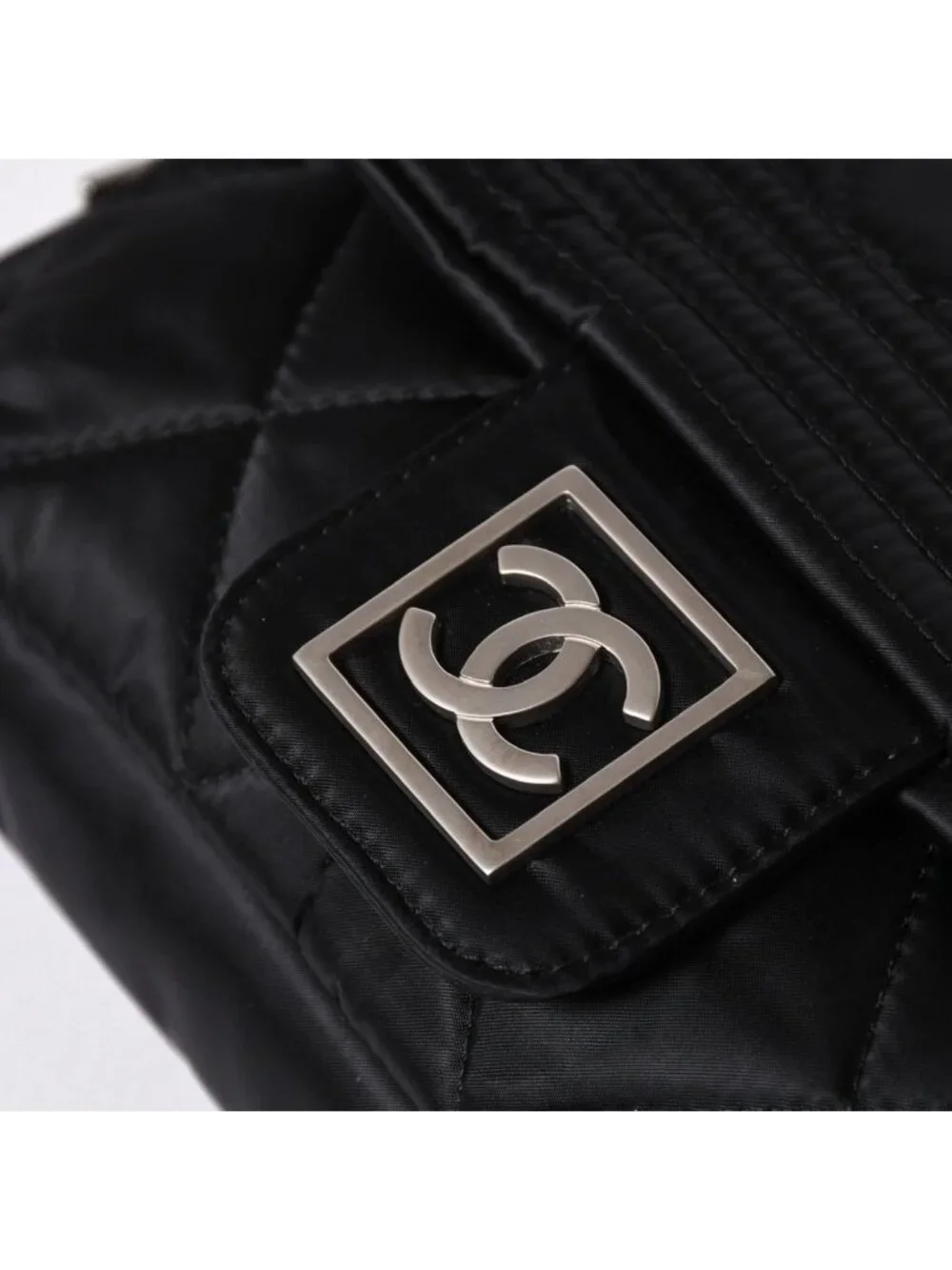 Chanel Sports Line Waist Bag CC Logo Nylon Black Matte Silver